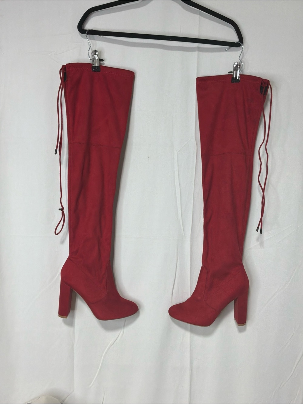 Fashion Nova Red Block Heel Ankle Booties